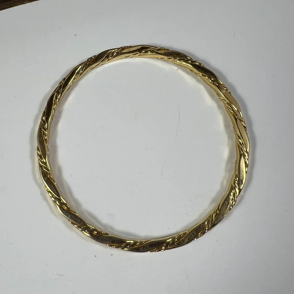 Gold-Tone Twisted Design Metal Bangle Bracelet - Picture 3 of 3